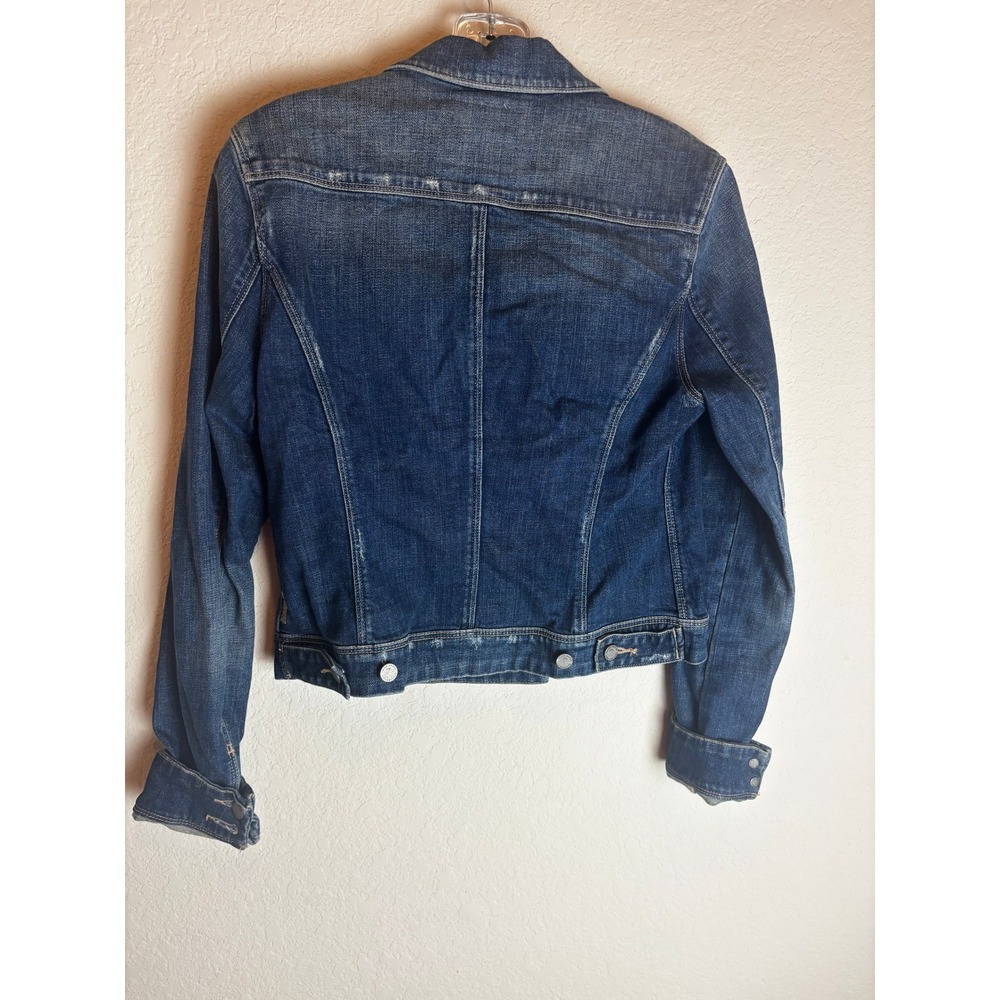 Paige Womens Medium Wash Distressed Stretch Denim Trucker Jacket Blue Size M - Picture 6 of 6